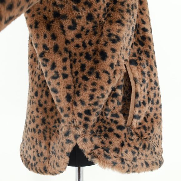 ABERCROMBIE & FITCH Quarter Zip‎ Sherpa Sweatshirt Animal Print Cozy Medium - Picture 5 of 6